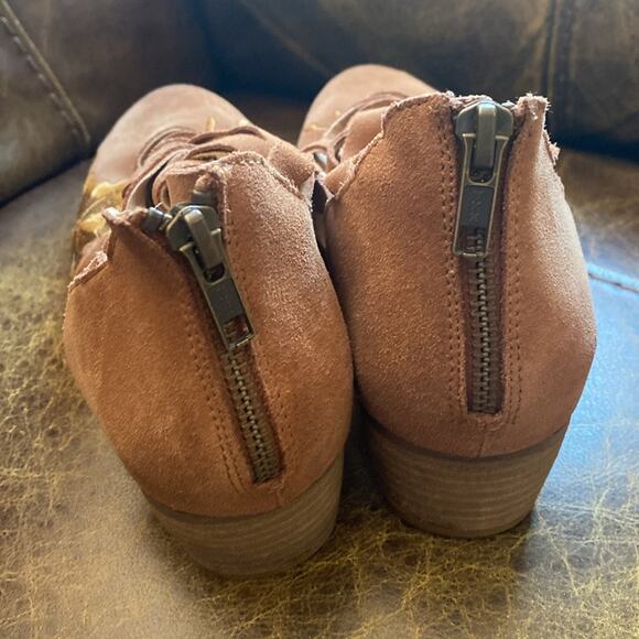 Seychelles women’s size 8 taupe suede lantern embroidered western boho booties - Picture 5 of 9